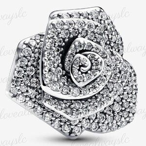 Pandora Sparkling Rose in Bloom Oversized Charm|Pendant